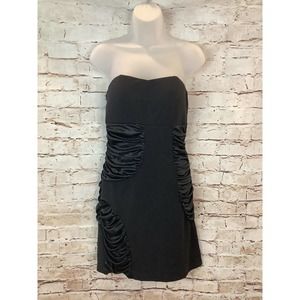 Alyn Paige Women Black Casual Dress Size 7/8 Stretch Strapless Ruched D